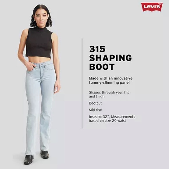 Levi Strauss Black Denim Jeans 315 Shaping Boot Cut Jeans - Picture 11 of 11